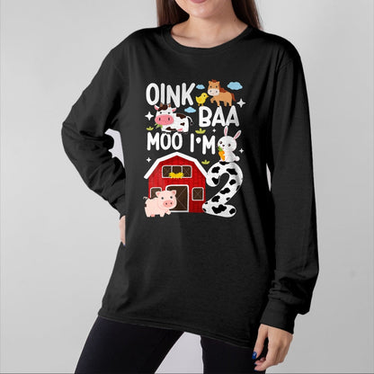 Best Farmer Life Shirt, Funny Farmer UnisexT-Shirt/Hoodie/Sweatshirt HLT00 - Oink Baa Moo I'm 2 Farm Theme Birthday 2 Year Old Party T-Shirt