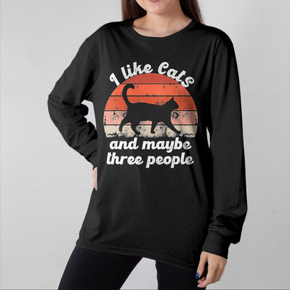 Cat Love Shirt, Funny Cat Lover Gift UnisexT-Shirt/Hoodie/Sweatshirt HLT00 - I Like Cats and Maybe 3 People T-Shirt, Men, Black, 3X-Large