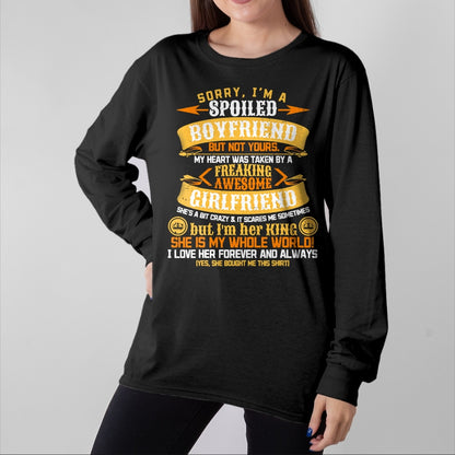 Best Wife Shirt, Wife and Husband Unisex T-Shirt/Hoodie/Sweatshirt HLT00 - Sorry I'm A Spoiled Boyfriend by Freaking Awesome Girlfriend T-Shirt (3)