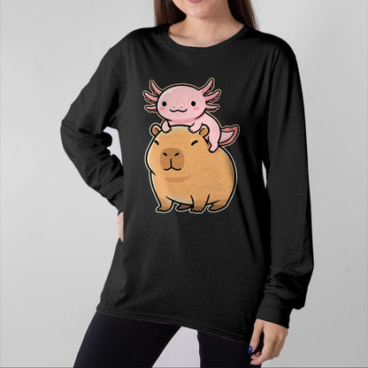 Cute Capybara Shirt, Funny Capybara Unisex T-Shirt/Hoodie/Sweatshirt HLT00 - Capybara Axolotl Kawaii Animal T-Shirt