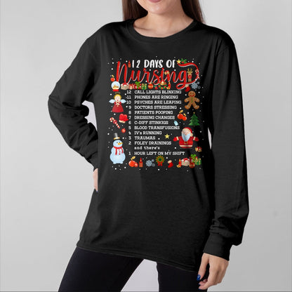 Funny Nurse Shirt, Nurse Unisex T-Shirt/Hoodie/Sweatshirt HLT00 - Nurses Merry Christmas Nurse Funny 12 Days of Nursing Xmas T-Shirt