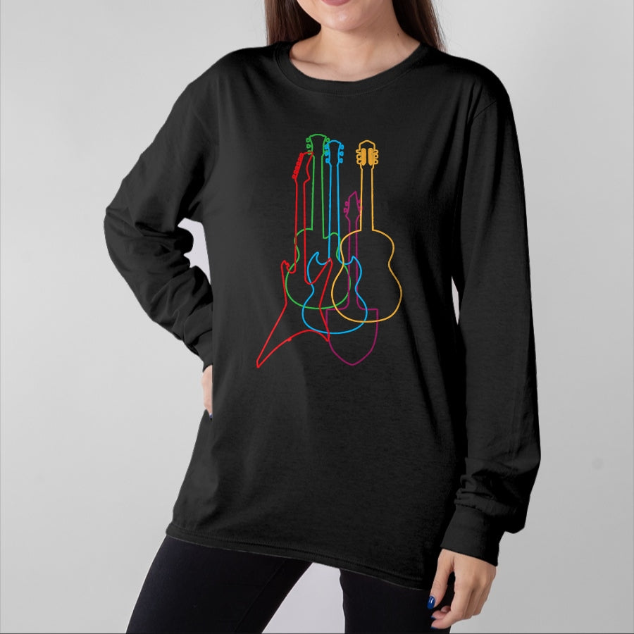 Guitar Lover Shirt, Funny Guitar UnisexT-Shirt/Hoodie/Sweatshirt HLT00 - UAB KIDKIS Colored Guitars Electric Acoustic Classical Gift T-Shirt - Black - S - Unisex - Short Sle