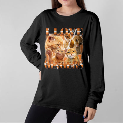 Cat Love Shirt, Funny Cat Lover Gift UnisexT-Shirt/Hoodie/Sweatshirt HLT00 - I Love Gingers Funny Orange Cat Cat Meme Kitty Cat Lovers T-Shirt