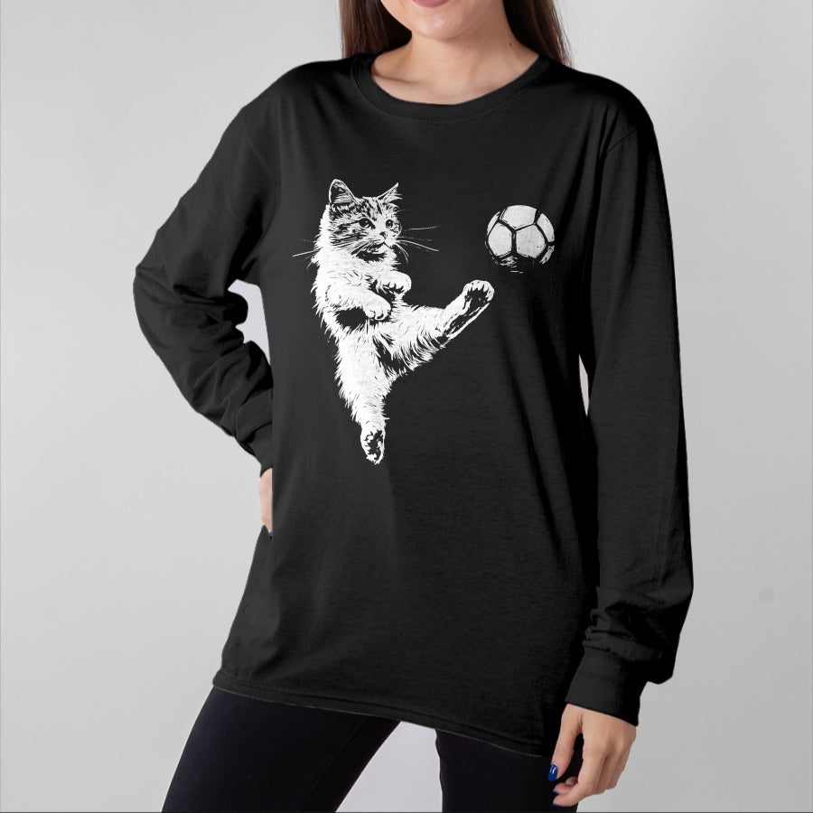 Cat Love Shirt, Funny Cat Lover Gift UnisexT-Shirt/Hoodie/Sweatshirt HLT00 - Funny Cat Soccer Ball Graphic Tee T-Shirt for Men Women Kids