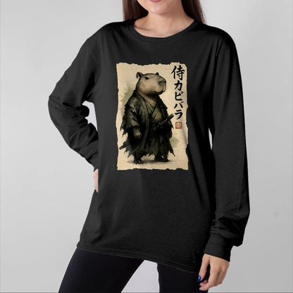 Cute Capybara Shirt, Funny Capybara Unisex T-Shirt/Hoodie/Sweatshirt HLT00 - Capybara Samurai Japanese Warrior Graphic Anime Ukiyo-e Art T-Shirt