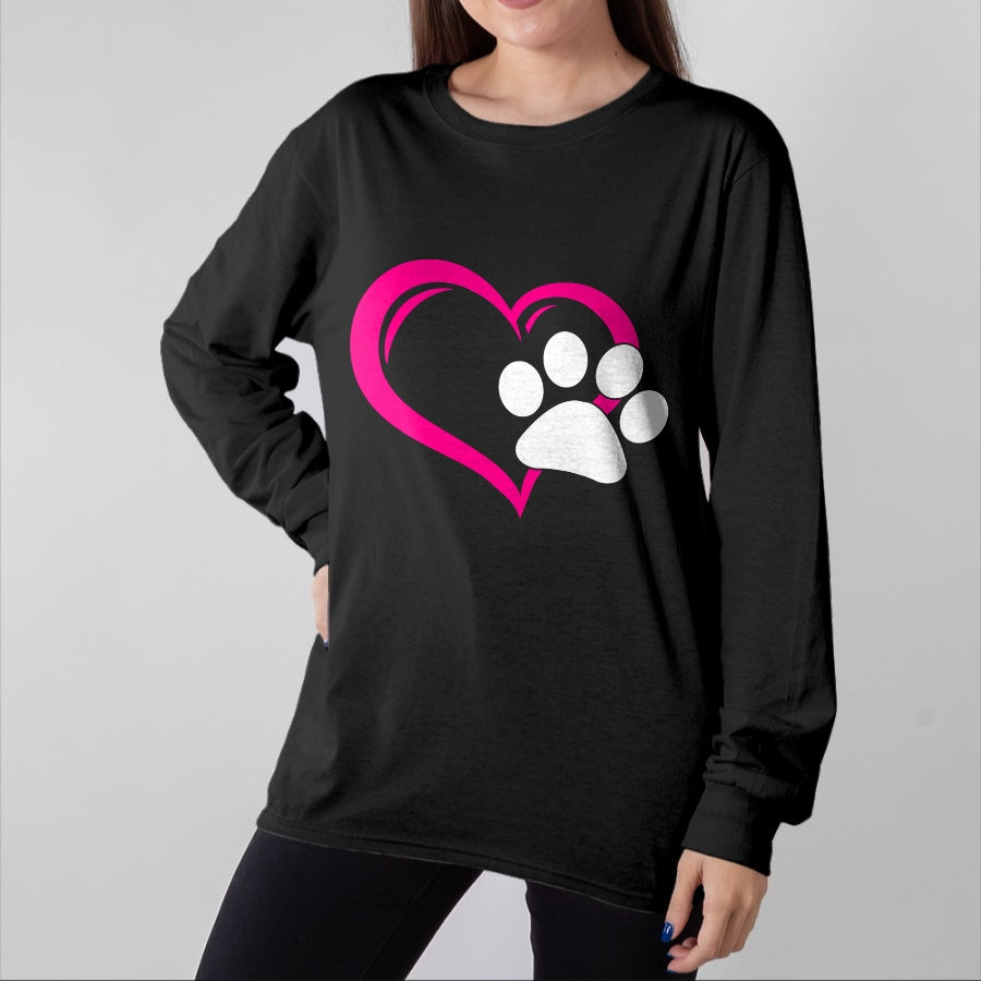 Cat Love Shirt, Funny Cat Lover Gift UnisexT-Shirt/Hoodie/Sweatshirt HLT00 - Cute I Love My Dog Puppy Cat Paw Heart T-Shirt (1)