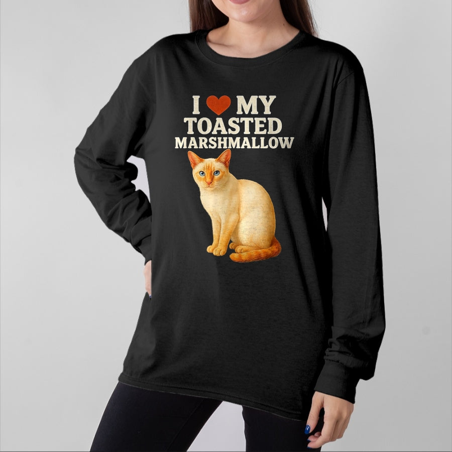 Cat Love Shirt, Funny Cat Lover Gift UnisexT-Shirt/Hoodie/Sweatshirt HLT00 - I Love My Toasted Marshmallow Siamese Cat Kitten Valentines T-Shirt, Women, Heather Blue, Medium