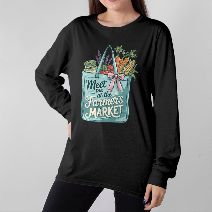 Best Farmer Life Shirt, Funny Farmer UnisexT-Shirt/Hoodie/Sweatshirt HLT00 - Meet Me At The Farmers Market Shopping Bag Fresh Vegetables T-Shirt