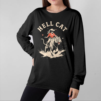 Cat Love Shirt, Funny Cat Lover Gift UnisexT-Shirt/Hoodie/Sweatshirt HLT00 - hell cat cowgirl riding tiger vintage funny T-Shirt