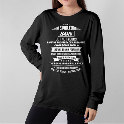 Best Wife Shirt, Wife and Husband Unisex T-Shirt/Hoodie/Sweatshirt HLT00 - Yes I'm Spoiled Son - February Mom Birthday Present T-Shirt (1)