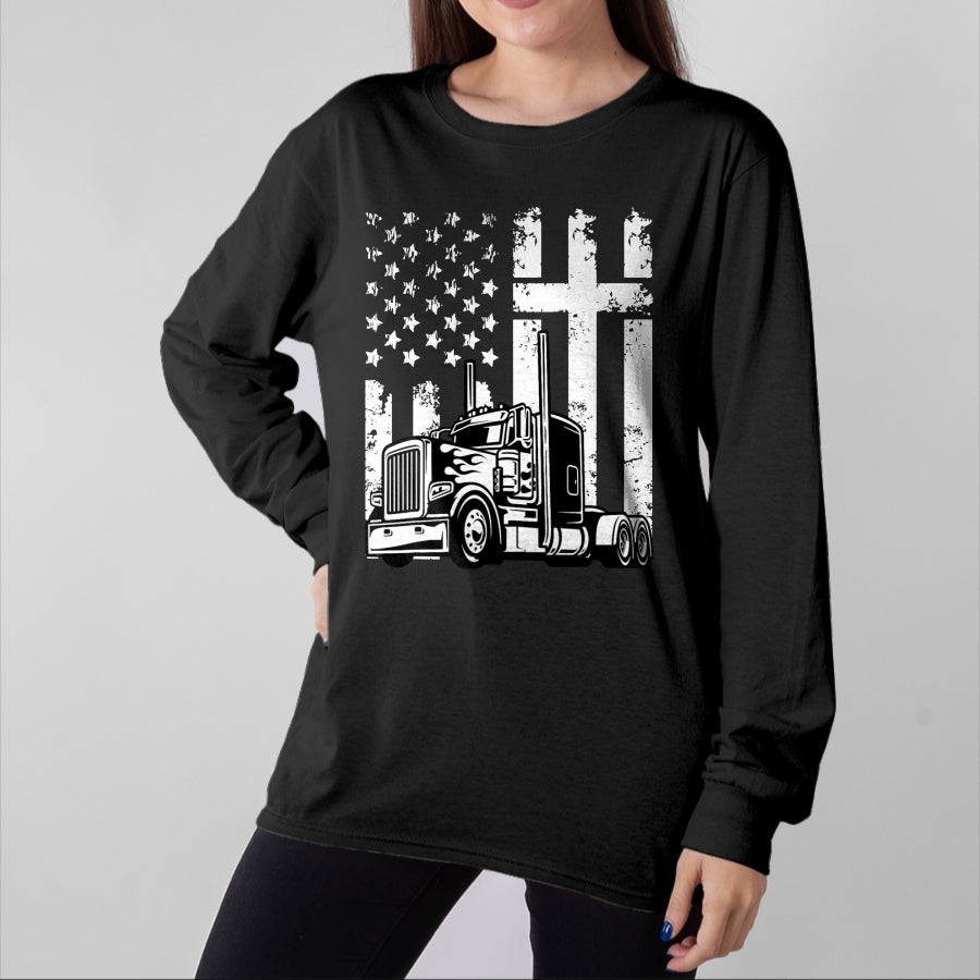 Best Truck Driver Life Shirt, Funny Trucker UnisexT-Shirt/Hoodie/Sweatshirt HLT00 - Semi Truck American Flag Christian Truck Driver Patriotic T-Shirt