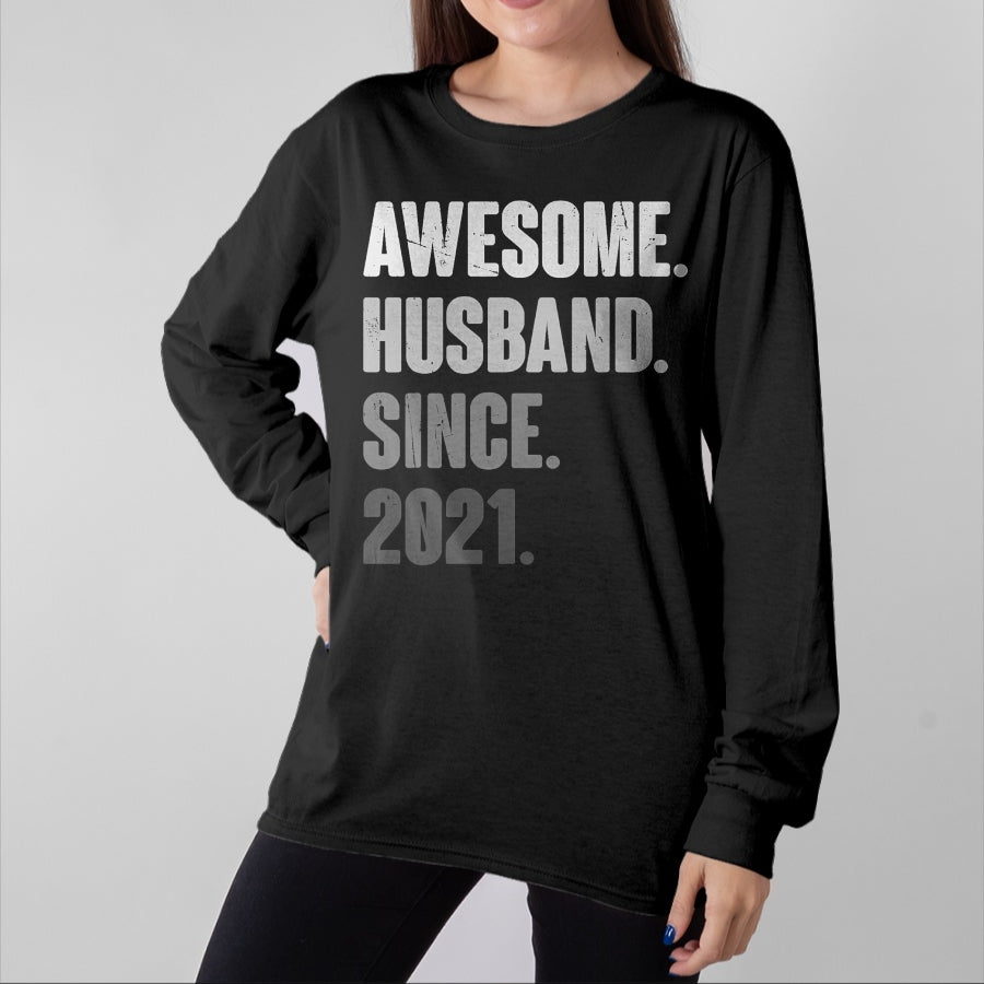 Best Wife Shirt, Wife and Husband Unisex T-Shirt/Hoodie/Sweatshirt HLT00 - 3rd Year Wedding Anniversary Epic Awesome Husband Since 2021 T-Shirt (3)
