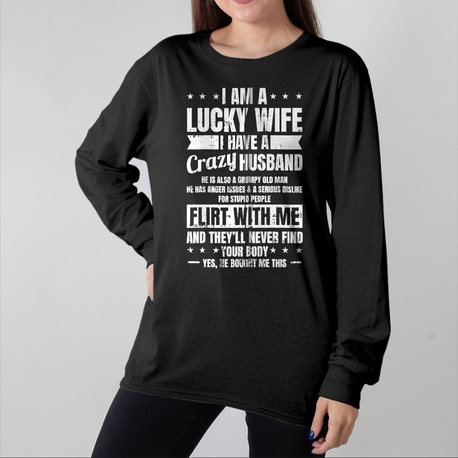 Best Wife Shirt, Wife and Husband Unisex T-Shirt/Hoodie/Sweatshirt HLT00 - Gift for wife T shirt, lucky wife   I Am A Lucky Wife Fathers Day Funny Sarcastic Women Zip Hoodie (1)