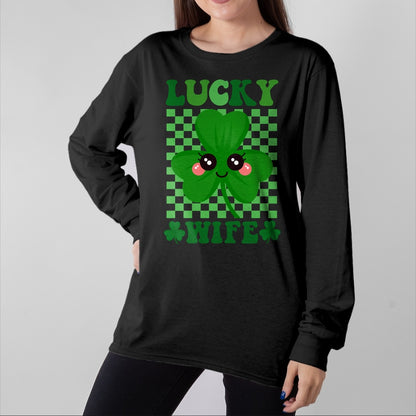 Best Wife Shirt, Wife and Husband Unisex T-Shirt/Hoodie/Sweatshirt HLT00 - Gift for wife T shirt, lucky wife   Lucky Wife Rainbow St Patricks Day Lucky Wife Long Sleeve T-Shir (2)