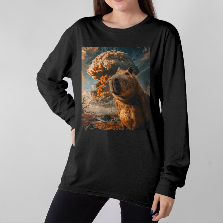 Cute Capybara Shirt, Funny Capybara Unisex T-Shirt/Hoodie/Sweatshirt HLT00 - Funny Graphic Capybara Long Sleeve T-Shirt (13)