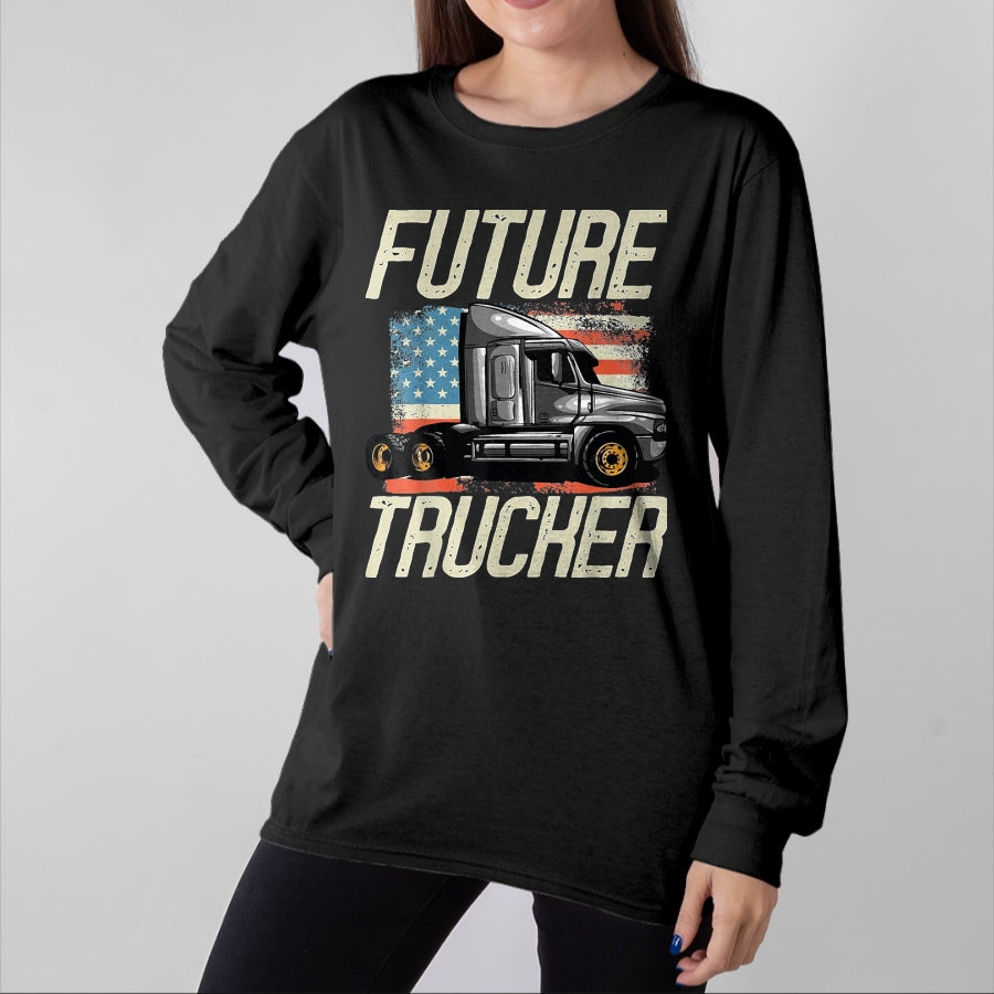 Best Truck Driver Life Shirt, Funny Trucker UnisexT-Shirt/Hoodie/Sweatshirt HLT00 - Future Trucker Truck Driver Semi Kids Son Daughter Clothing T-Shirt, Youth, Red, Small