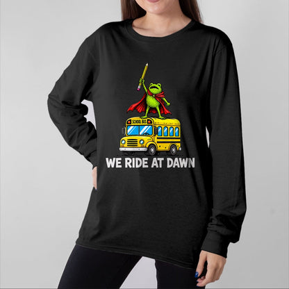 Best Student Shirt, Funny Back To School UnisexT-Shirt/Hoodie/Sweatshirt HLT00 - We Ride At Dawn Funny Back to School Buss Frog Teacher Kids T-Shirt