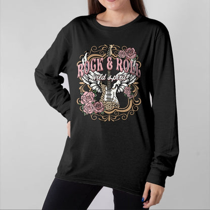 Guitar Lover Shirt, Funny Guitar UnisexT-Shirt/Hoodie/Sweatshirt HLT00 - Vintage Rock n Roll Wild Spirit Lets Rock Guitar Floral T-Shirt