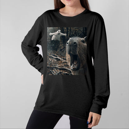 Cute Capybara Shirt, Funny Capybara Unisex T-Shirt/Hoodie/Sweatshirt HLT00 - Funny Graphic Capybara Long Sleeve T-Shirt (7)