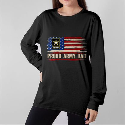 Gift for Dad Shirt, Funny Dad Unisex T-Shirt/Hoodie/Sweatshirt HLT00 – Vintage Proud Army Dad American Flag Veteran Gift T-Shirt