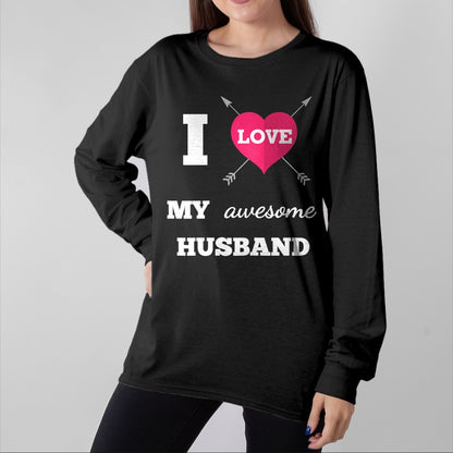 Best Wife Shirt, Wife and Husband Unisex T-Shirt/Hoodie/Sweatshirt HLT00 - I Love My Awesome Husband Shirt Heart & Arrow Cool Wife Tee T-Shirt (1)