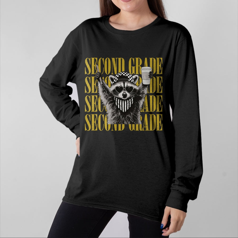 Best Teacher Shirt, Funny Teacher UnisexT-Shirt/Hoodie/Sweatshirt HLT00 - Funny Second Grade Teacher Feral Raccoon Back to School T-Shirt