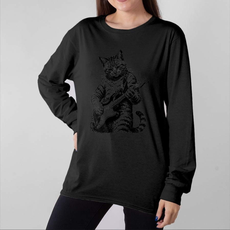 Guitar Lover Shirt, Funny Guitar UnisexT-Shirt/Hoodie/Sweatshirt HLT00 - Cat Playing Guitar Rock n Roll Guitar Player Kitten T-Shirt