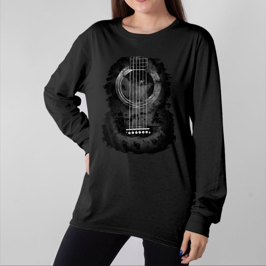 Guitar Lover Shirt, Funny Guitar UnisexT-Shirt/Hoodie/Sweatshirt HLT00 - Distressed Acoustic Guitar Vintage Rock & Roll Music Lover T-Shirt, Men, Black, 3X-Large