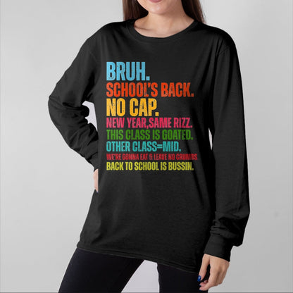 Best Student Shirt, Funny Back To School UnisexT-Shirt/Hoodie/Sweatshirt HLT00 - Vintage Bruh We Back No Cap Bruh We_re Back Student Teacher T-Shirt, Men, Black, 3X-Large