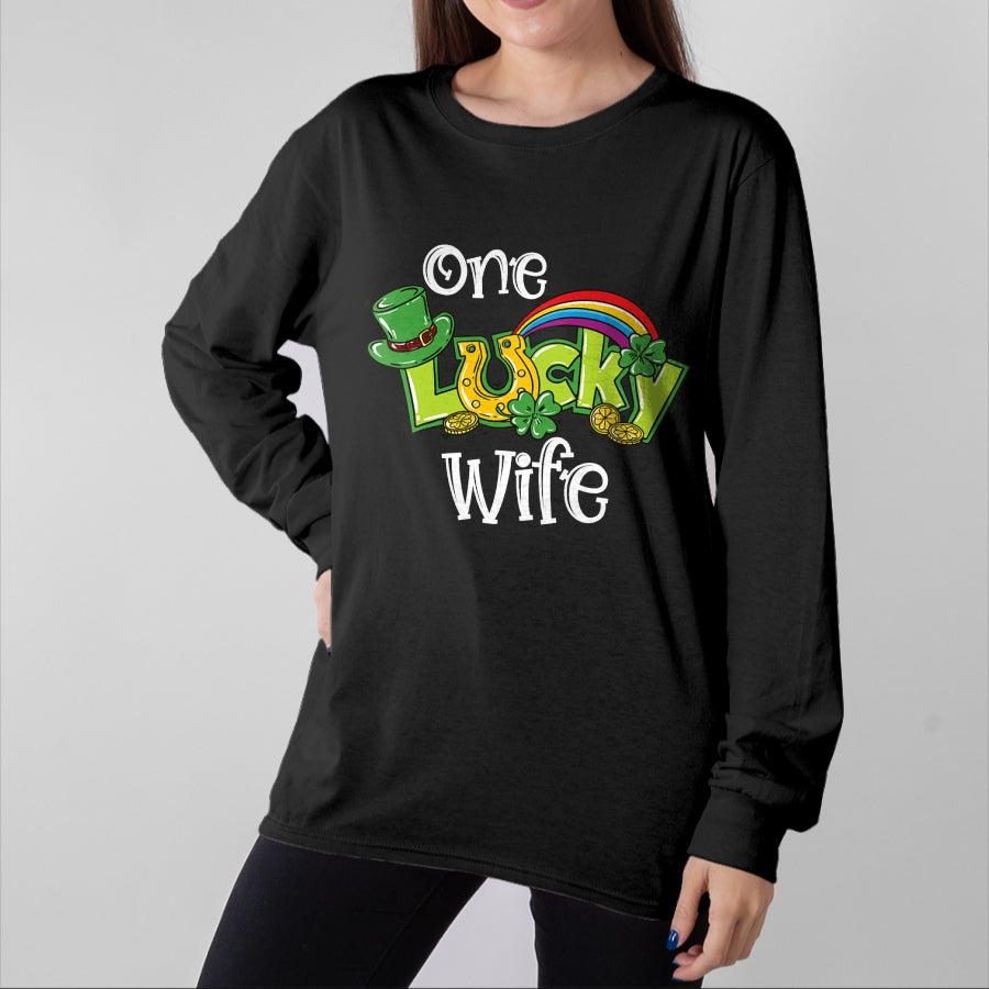 Best Wife Shirt, Wife and Husband Unisex T-Shirt/Hoodie/Sweatshirt HLT00 - Gift for wife T shirt, lucky wife   One Lucky Wife St Patricks Day Shirt One Lucky Wife T-Shirt (1)