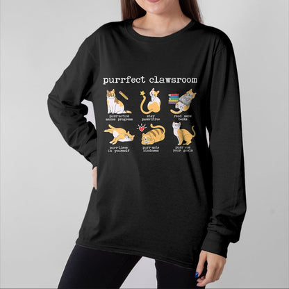 Cat Love Shirt, Funny Cat Lover Gift UnisexT-Shirt/Hoodie/Sweatshirt HLT00 - Purrfect Clawsroom Puns Cat Lover Teacher Classroom Student T-Shirt