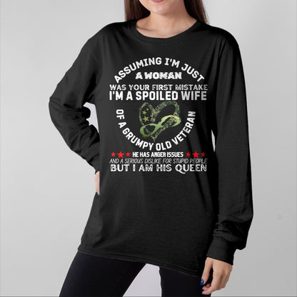 Best Wife Shirt, Wife and Husband Unisex T-Shirt/Hoodie/Sweatshirt HLT00 - Gift for wife T shirt, spoiled wife   Husband Wife I'm A Spoiled Wife Of A Grumpy Old Veteran T-Shir