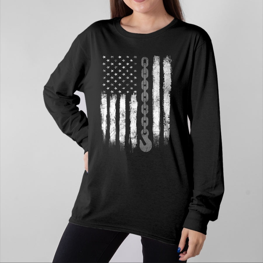 Best Truck Driver Life Shirt, Funny Trucker UnisexT-Shirt/Hoodie/Sweatshirt HLT00 - Tow Truck Driver Gift Men USA Flag Towing Hook for US T-Shirt