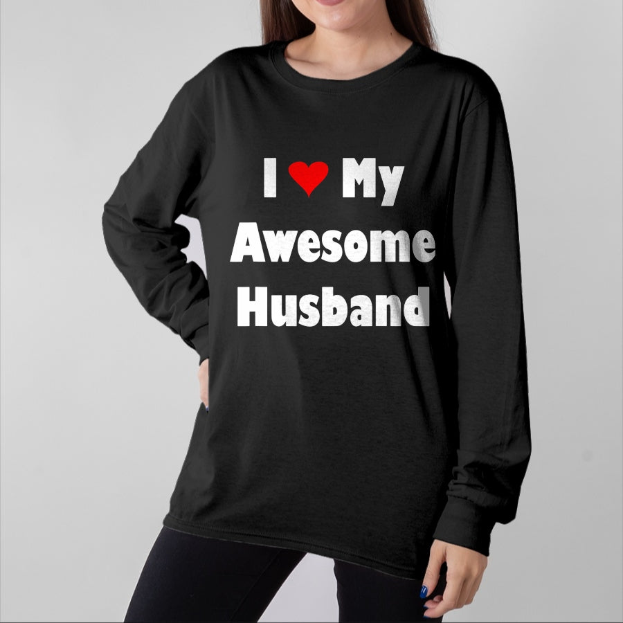 Best Wife Shirt, Wife and Husband Unisex T-Shirt/Hoodie/Sweatshirt HLT00 - Womens My Husband Is Awesome Tee I Love My Awesome Husband T-Shirt (1)