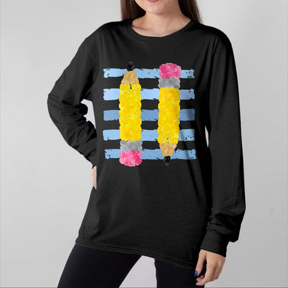 Best Student Shirt, Funny Back To School UnisexT-Shirt/Hoodie/Sweatshirt HLT00 - Pencil Stripes Fall Teacher Students Back to School T-Shirt
