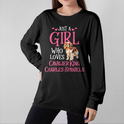 Cat Love Shirt, Funny Cat Lover Gift UnisexT-Shirt/Hoodie/Sweatshirt HLT00 - Just A Girl Who Loves Cavalier King Charles Spaniels T-Shirt