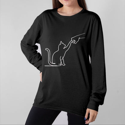 Cat Love Shirt, Funny Cat Lover Gift UnisexT-Shirt/Hoodie/Sweatshirt HLT00 - Cute Pet Tee I Love My Cat Best Friend Fist Bump Paw Cat T-Shirt, Women, Black, Medium