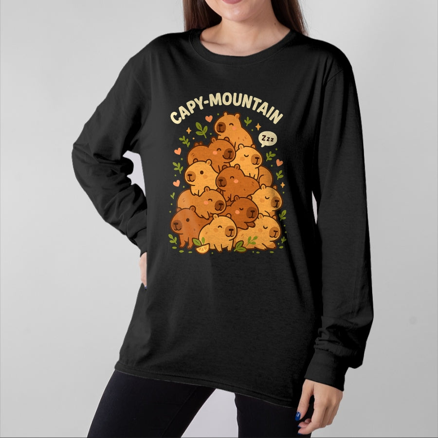 Cute Capybara Shirt, Funny Capybara Unisex T-Shirt/Hoodie/Sweatshirt HLT00 - Capybara T-Shirt Capy-Mountain Cute Design Capybara Shirt T-Shirt