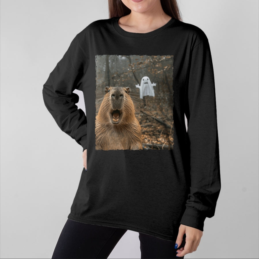 Cute Capybara Shirt, Funny Capybara Unisex T-Shirt/Hoodie/Sweatshirt HLT00 - Funny Capybara Halloween T-Shirt