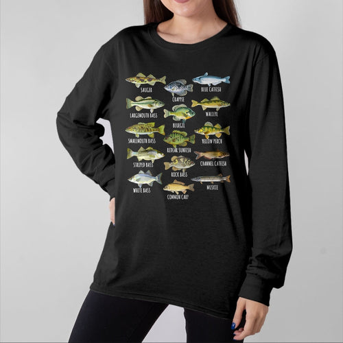 Funny Fishing Shirt, Gift For Fishing Lover Unisex T-Shirt/Hoodie/Sweatshirt HLT00 - Kids Fish Species Biology Types of Freshwater Fish Fishing T-Shirt