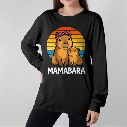 Cute Capybara Shirt, Funny Capybara Unisex T-Shirt/Hoodie/Sweatshirt HLT00 - Mamabara Capybara Mother T-Shirt