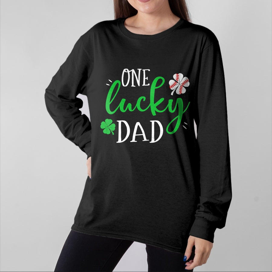 Gift for Dad Shirt, Funny Dad Unisex T-Shirt/Hoodie/Sweatshirt HLT00 – Mens Baseball Dad One Lucky Dad Tee Vintage St Patrick Day Father T-Shirt