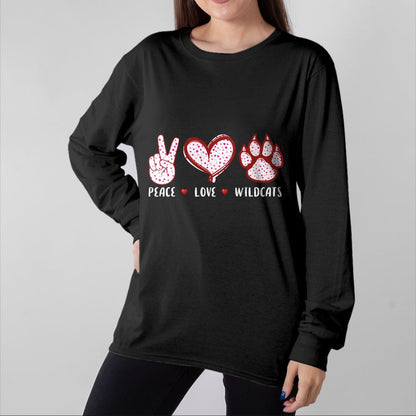 Cat Love Shirt, Funny Cat Lover Gift UnisexT-Shirt/Hoodie/Sweatshirt HLT00 - Peace Love Wildcats Gifts Men Women Kids Boys Girls Wild cat T-Shirt