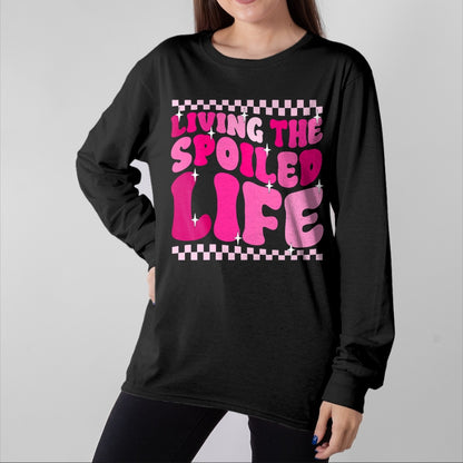 Best Wife Shirt, Wife and Husband Unisex T-Shirt/Hoodie/Sweatshirt HLT00 - Gift for wife T shirt, spoiled wife   Womens Living The Spoiled Life Spoiled Wife V-Neck T-Shirt