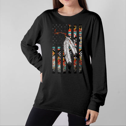Native American T-Shirts, Vintage Native American Unisex T-Shirt/Hoodie/Sweatshirt HLT00 - Native American Justice Day Shirt, Tribe Feather Flag