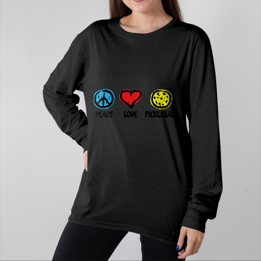 Funny Pickleball Shirt, Pickleball Lover Unisex T-Shirt/Hoodie/Sweatshirt HLT00 - Peace Love Pickleball Pickleball Shirt for Pickleball Player T-Shirt
