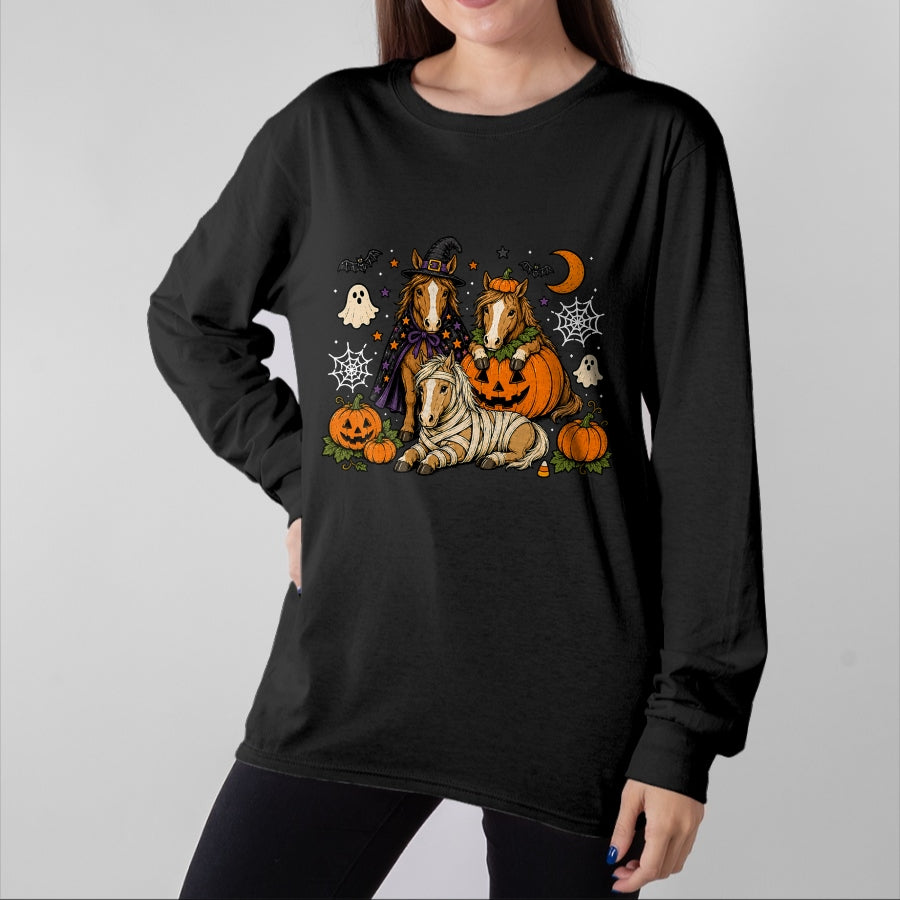 Best Horse Lover Shirt , Funny Horse UnisexT-Shirt/Hoodie/Sweatshirt HLT00 - Stripes Horse Halloween Funny Spooky Season Boo Horse Lover T-Shirt