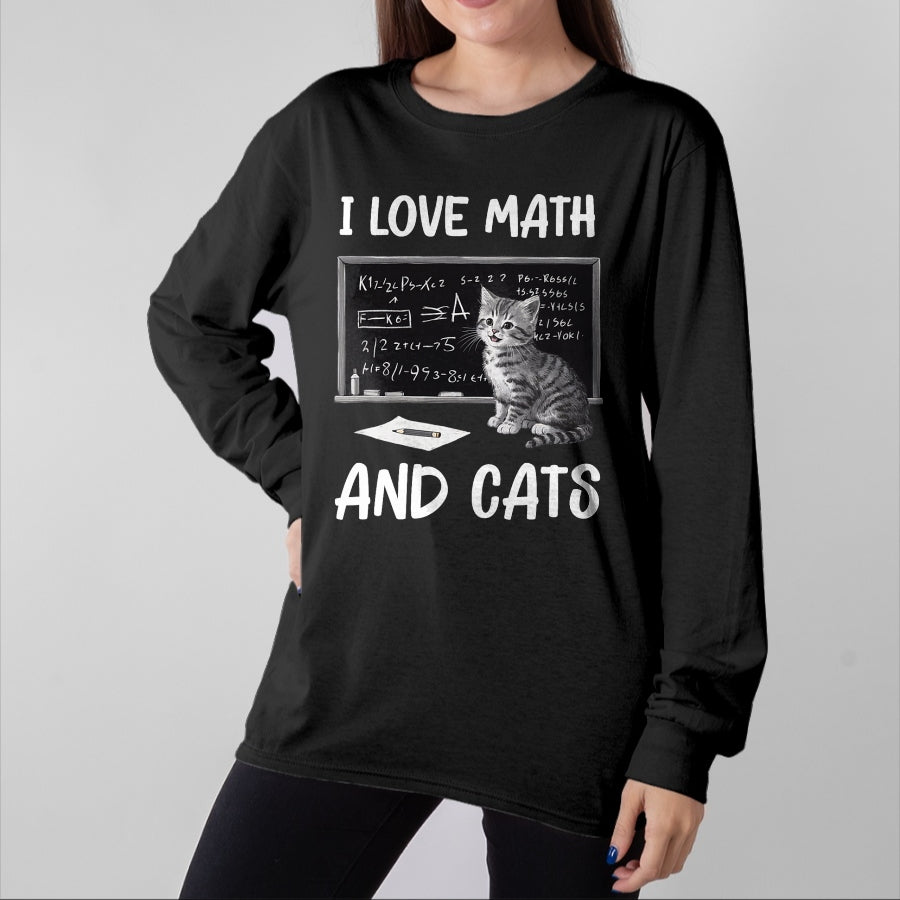 Cat Love Shirt, Funny Cat Lover Gift UnisexT-Shirt/Hoodie/Sweatshirt HLT00 - I Love Math and Cats Funny Cat Lover Science Teacher Student T-Shirt (1)