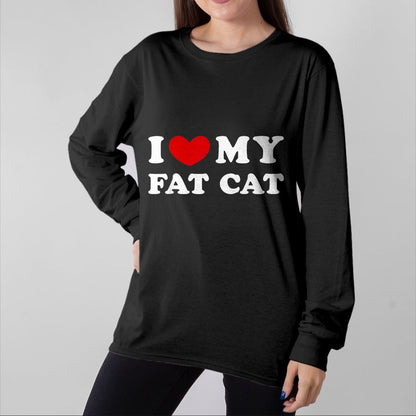 Cat Love Shirt, Funny Cat Lover Gift UnisexT-Shirt/Hoodie/Sweatshirt HLT00 - I Love My Fat Cat, I Heart My Fat Cat T-Shirt, Youth, Black, Medium (1)