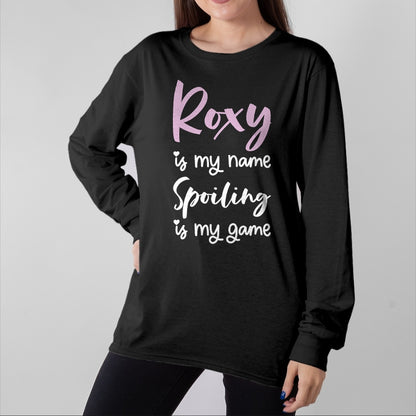 Best Wife Shirt, Wife and Husband Unisex T-Shirt/Hoodie/Sweatshirt HLT00 - Roxy Name Personalized Women Spoiled Girl Cute Pink Black T-Shirt (1)